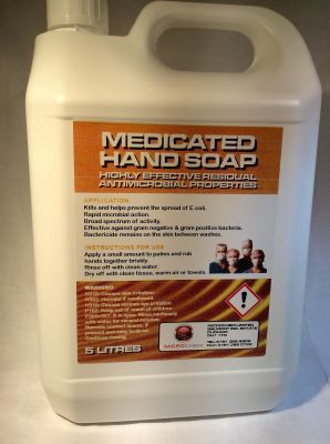 MEDICATED HAND SOAP     10 litres@&pound;4.00 per litre